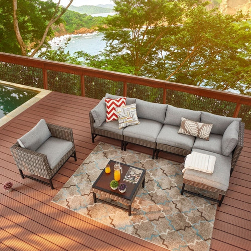 Patio Festival Right-Angle 7-Piece Outdoor Conversation Set