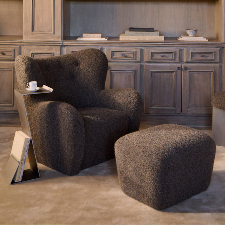 Papa Teddy Ottoman - Mocha Boucle