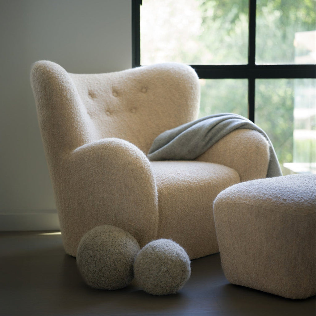 Papa Teddy Ottoman - White Boucle
