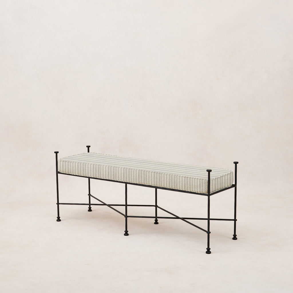 Provence Outdoor Bench - Mist Striped