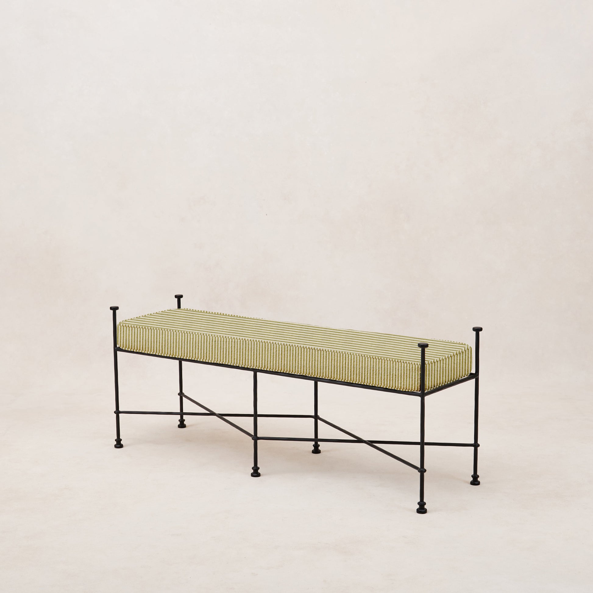 Provence Outdoor Bench - Olive Striped