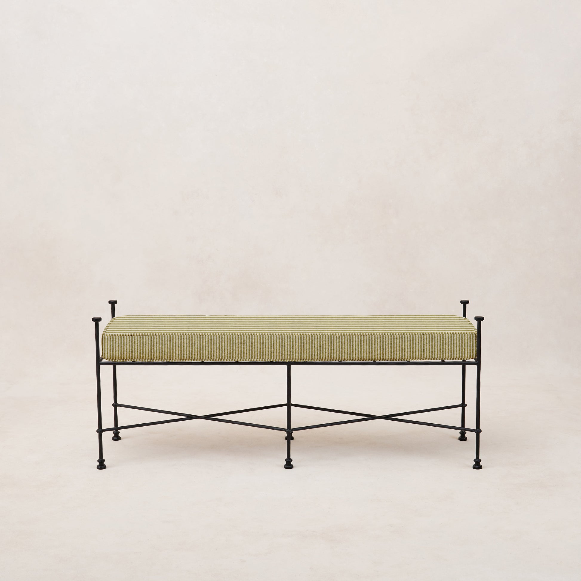 Provence Outdoor Bench - Olive Striped