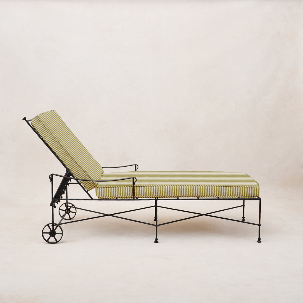 Provence Outdoor Chaise Lounge - Olive Striped