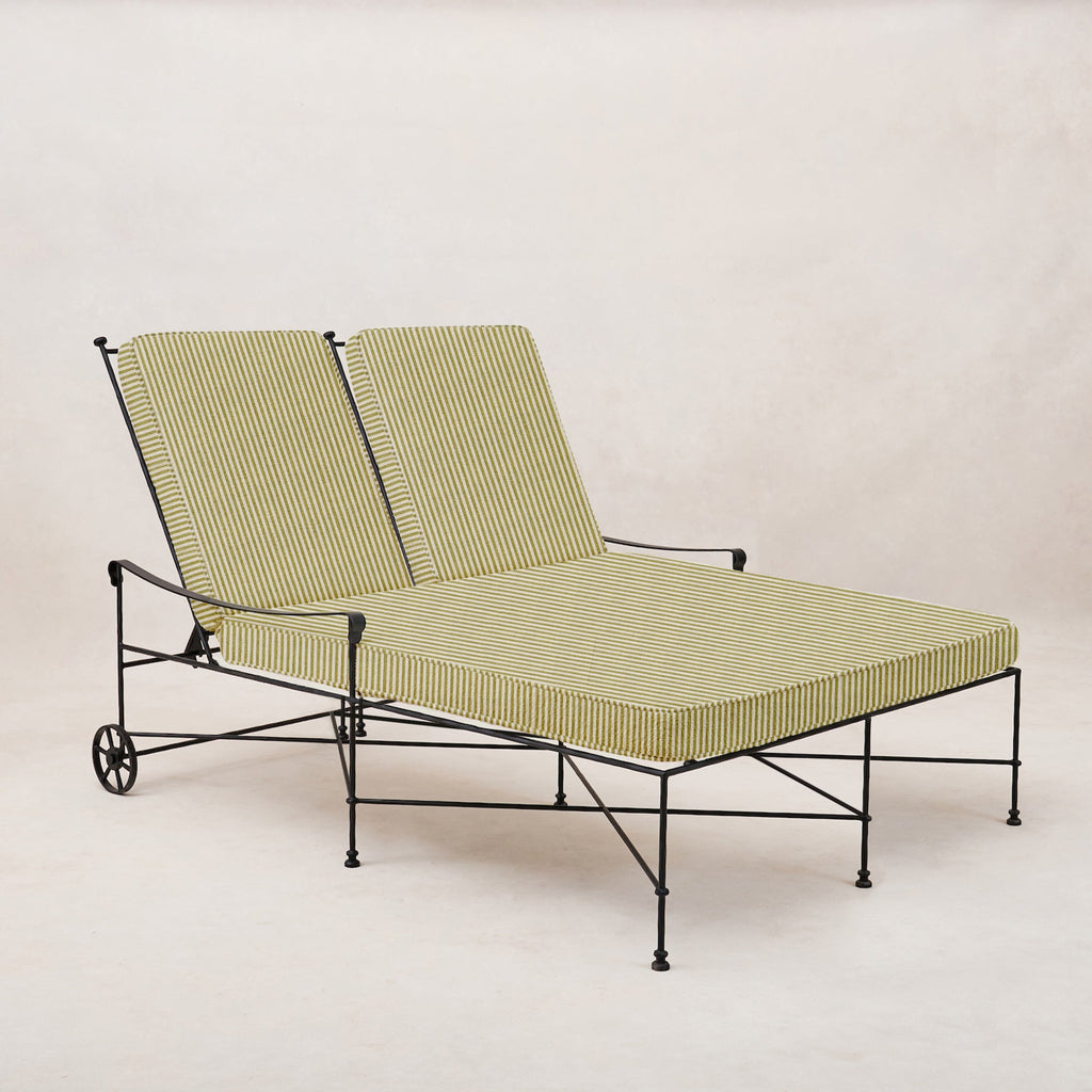 Provence Outdoor Double Chaise Lounge - Olive Striped