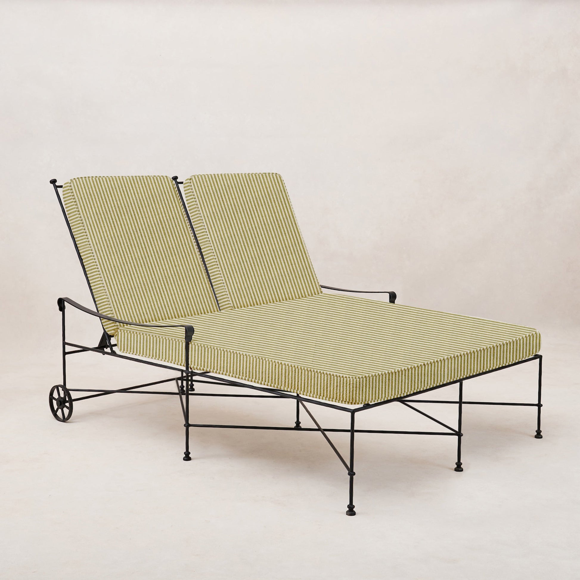 Provence Outdoor Double Chaise Lounge - Olive Striped