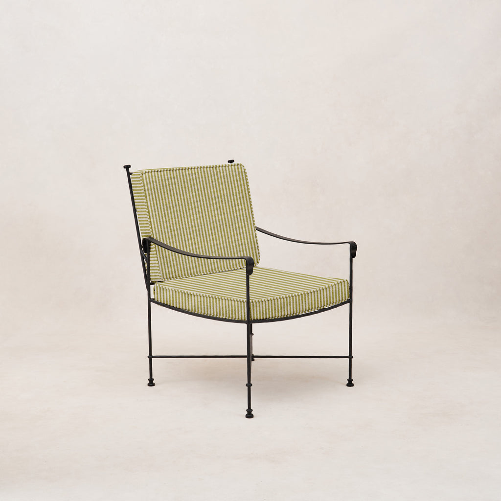 Provence Outdoor Lounge Dining Chair - Olive Striped