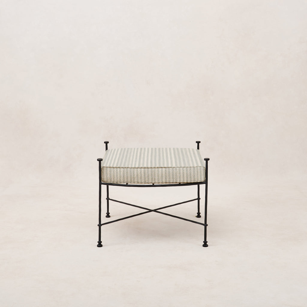 Provence Outdoor Ottoman - Mist Striped