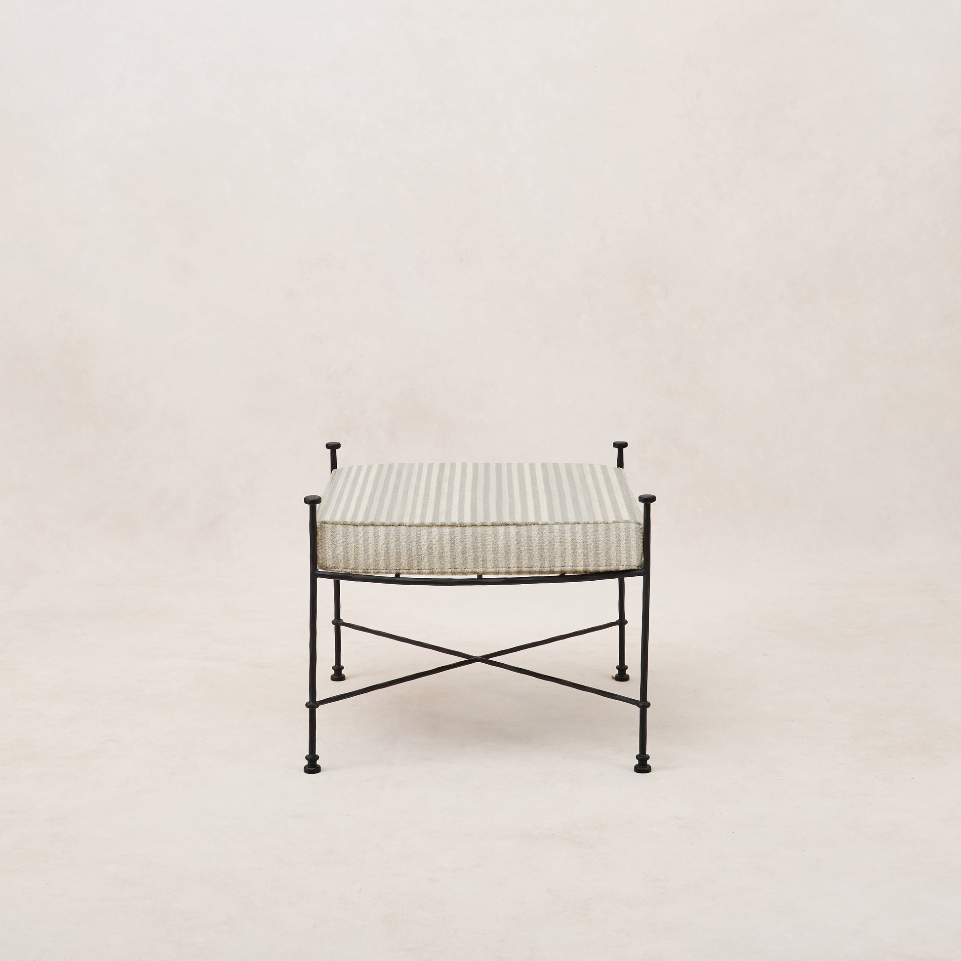 Provence Outdoor Ottoman - Mist Striped