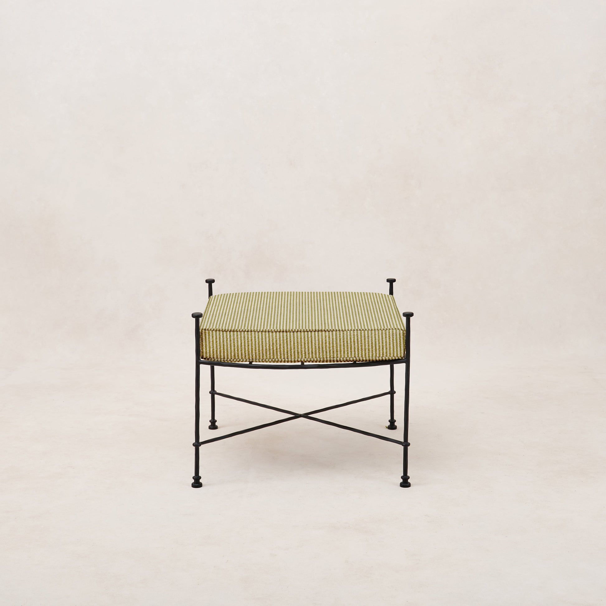 Provence Outdoor Ottoman - Olive Striped